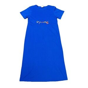 Vintage‎ Liebe USA 100% Women's L Maxi Dress Floral Embroidered Lagenlook 80s